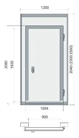 Дверной блок с распашной дверью Polair 2040х1200х100 (св.пр.1930х900)